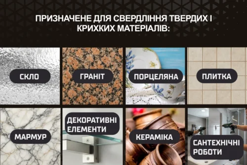 Алмазне корончате свердло Alloid Base GS-50100 100 мм — матеріали для свердління: скло, плитка, кераміка, мармур і граніт