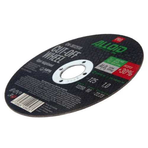 Відрізний круг Alloid Pro 41 14А 125×1,0×22,23 мм — кутовий вигляд для оцінки товщини диска