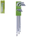 Набір ключів шестигранних з кулею , вигнутих подовжених. 9 пр. 1,5-10 мм Alloid