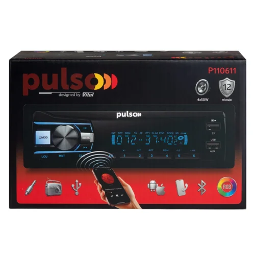 Автомагнітола Pulso 110611 1DIN Bluetooth RGB 4x50Вт USB FM - Зображення 7