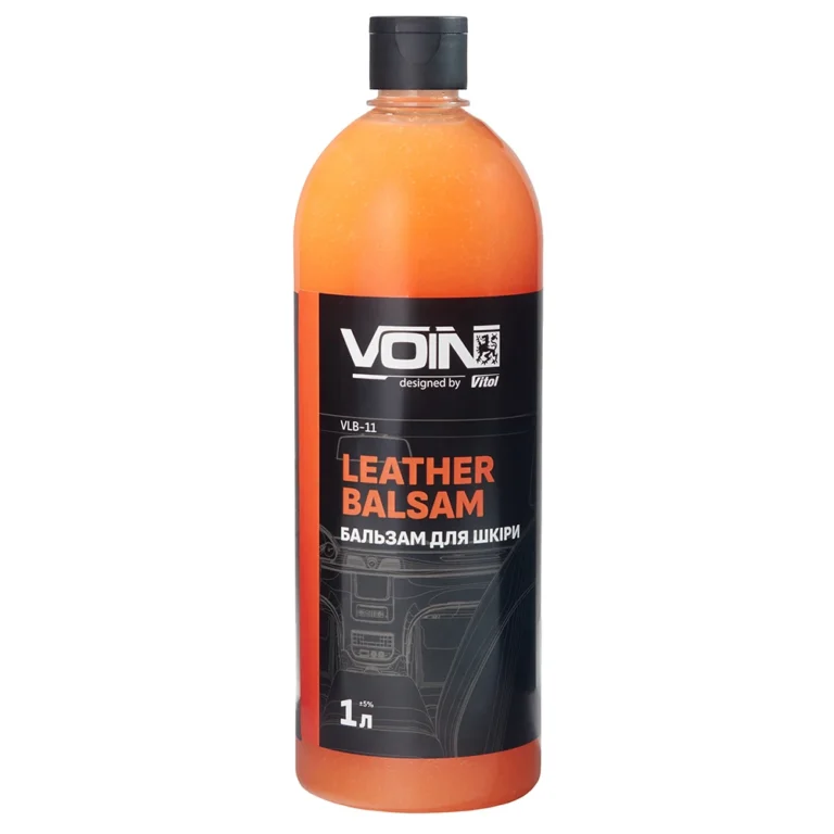 Бальзам для шкіри VOIN LeatherBalsam 1 л — фронтальний вигляд флакона засобу для догляду за салоном авто