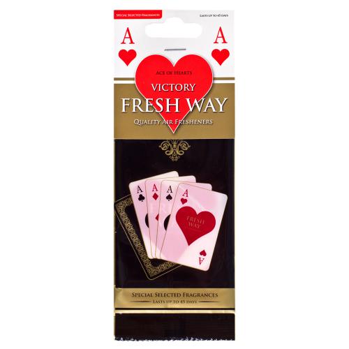 32420 Ароматизатор сухий "листочок" Fresh Way Fresh Way / "Four of a kind ACES" Heart (100/1200) - Зображення 1