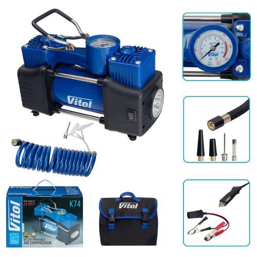 Компресор автомобільний Vitol K-74 двоциліндровий 150 PSI 85 л/хв