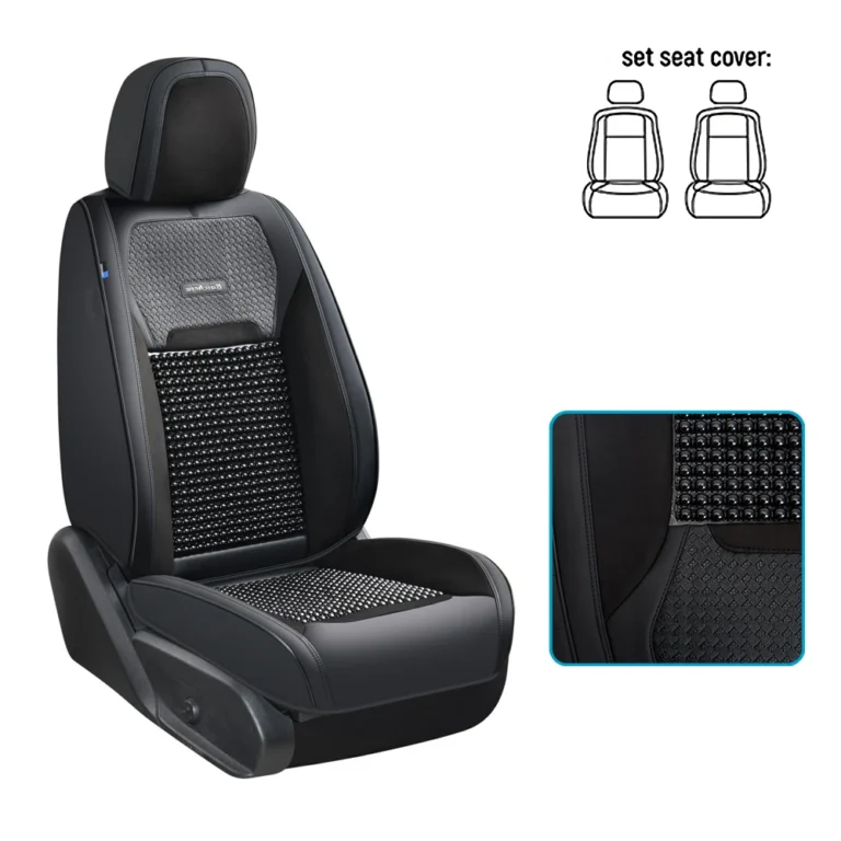 Автомобільні чохли VOIN V-8888 чорні з екошкіри з масажною вставкою для передніх сидінь