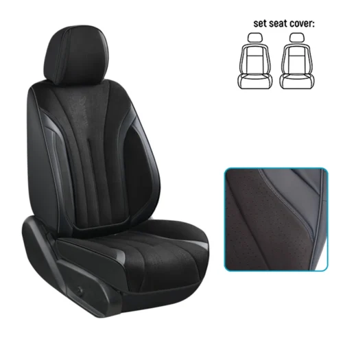 Автомобільні чохли VOIN V-8907 з екошкіри чорні для передніх сидінь комплект