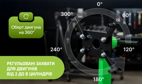 Підкатний стенд-тримач двигуна Alloid 680 кг з обертанням 360° - Зображення 10