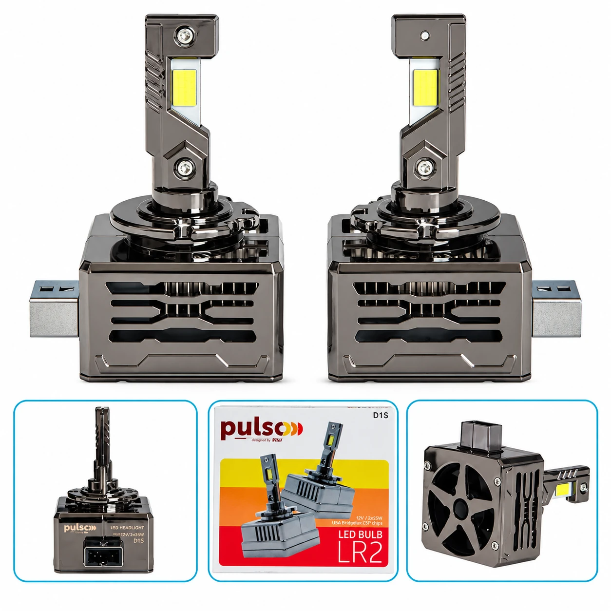 LED лампи PULSO LR2-D1S — 110 Вт, 10000 лм, 6000 К Світлодіодні лампи PULSO LR2-D1S 110 Вт, 10000 лм, 6000 К — комплект із двох ламп