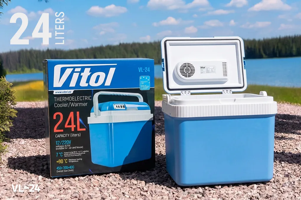 Автохолодильник Vitol VL-24 24 літри термоелектричний переносний 12 24 220В