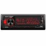 Автомагнітола Pulso 1020211 1DIN DSP Bluetooth RGB підсвітка USB 4x50 Вт червона панель