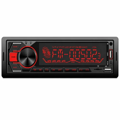 Автомагнітола Pulso 1020211 1DIN DSP Bluetooth RGB підсвітка USB 4x50 Вт червона панель