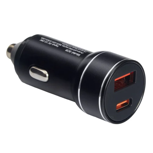 Автомобільна зарядка VOIN 30W з PD 27W — боковий ракурс металевого корпусу