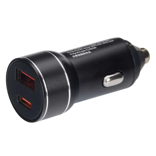 Автомобільний зарядний пристрій VOIN 30W 12/24V — фронтальний вигляд портів USB та Type-C