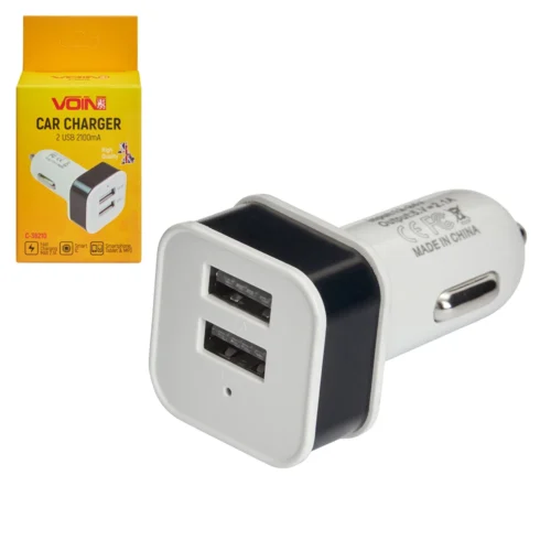 Автомобільний зарядний пристрій VOIN C-36210 2USB 12/24V 5V 2.1A — зарядка та упаковка
