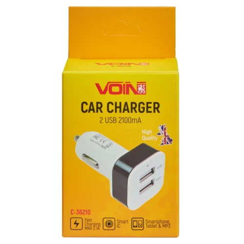 Упаковка автомобільного зарядного пристрою VOIN C-36210 2USB 2.1A
