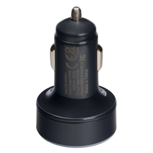Автомобільна зарядка VOIN C-36211 12/24V — боковий вигляд корпусу та контактів
