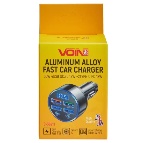 Упаковка автомобільного зарядного пристрою VOIN C-36211 36W з QC3.0 та Type-C PD