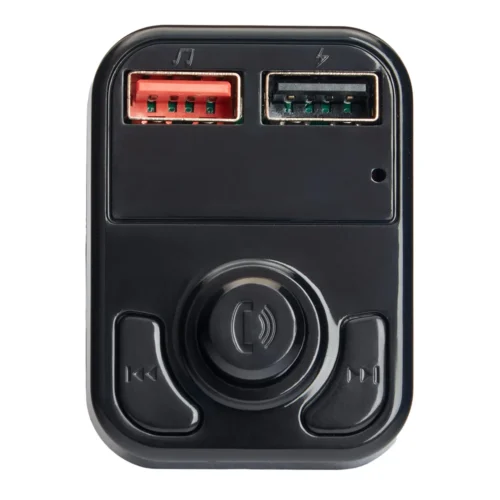 FM-модулятор VOIN W-3311 — детальний вигляд USB-портів 3.1A та центральної кнопки Hands-free