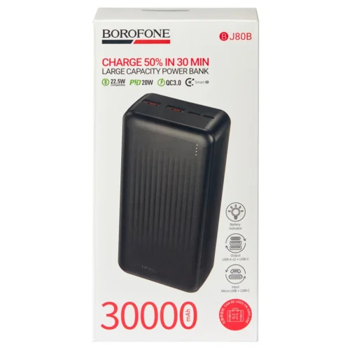 Фронтальна частина упаковки повербанка Borofone BJ80B 30000 mAh