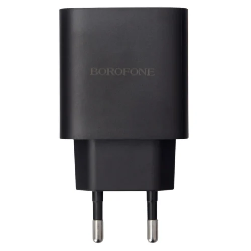 Корпус мережевого зарядного пристрою BOROFONE BA98A 2C1A Black, вигляд зверху з вилкою