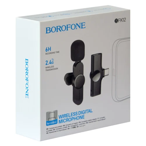 Бездротовий мікрофон BOROFONE BFK12 Type-C 2.4G — фірмова упаковка та основні характеристики