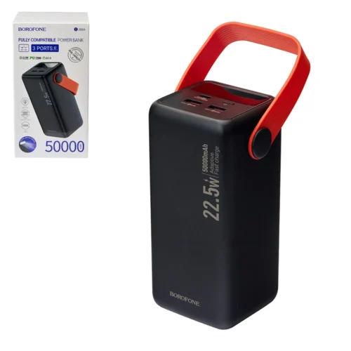 Повербанк Borofone BJ66A 50000 mAh з LED-дисплеєм, ліхтариком та швидкою зарядкою 22.5W PD20W