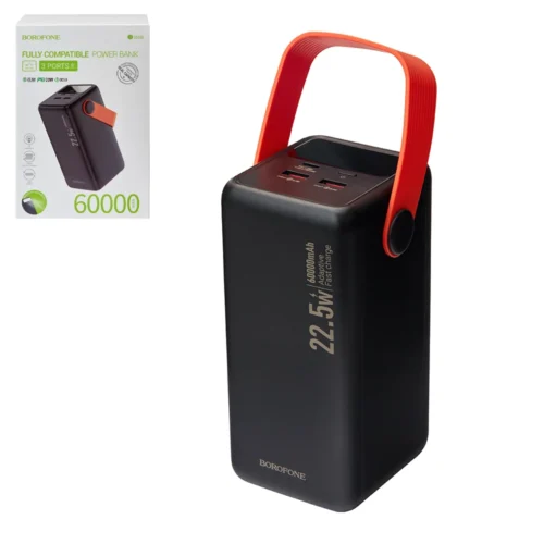 Повербанк Borofone BJ66B 60000 mAh з LED-дисплеєм, ліхтариком і швидкою зарядкою 22.5W PD20W