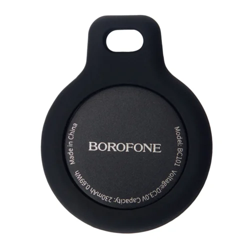 Трекер-брелок Borofone BC101 Apple Find My чорний у тримачі — фронтальний вигляд