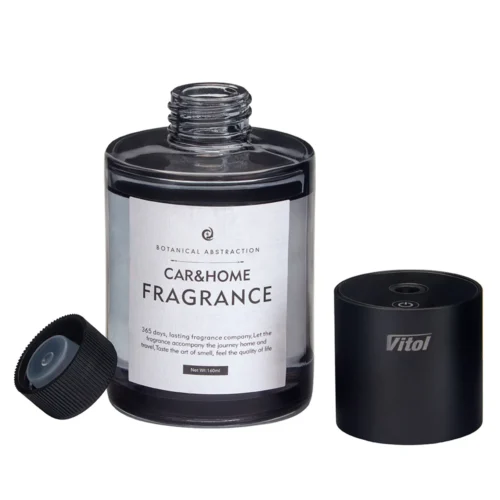 Флакон Car&Home Fragrance 160 мл для аромадіфузора VITOL SL83 з відкритою кришкою та чорним модулем