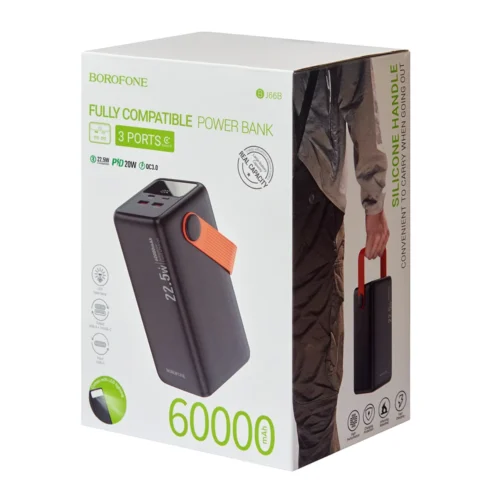 Фірмова упаковка повербанка Borofone BJ66B 60000 mAh з описом характеристик