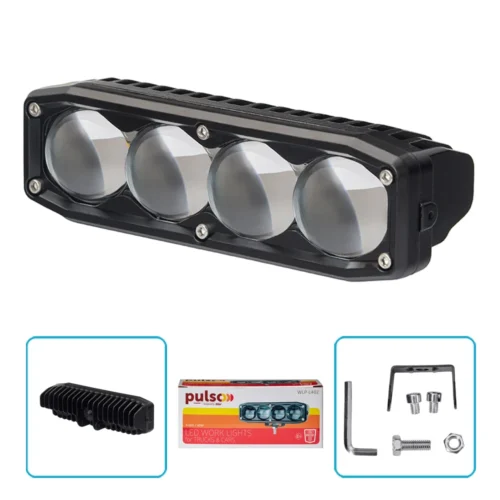 Фара робочого світла Pulso WLP-L402 SPOT CREE 40 Вт 9–60В IP68 — загальний вигляд, комплект із кріпленням та упаковкою