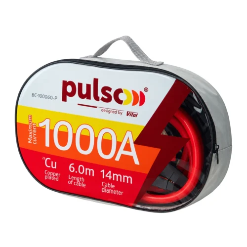 Пускові проводи Pulso BC-100060-P 1000А, 6 м, до −45°C — фірмовий чохол та упаковка