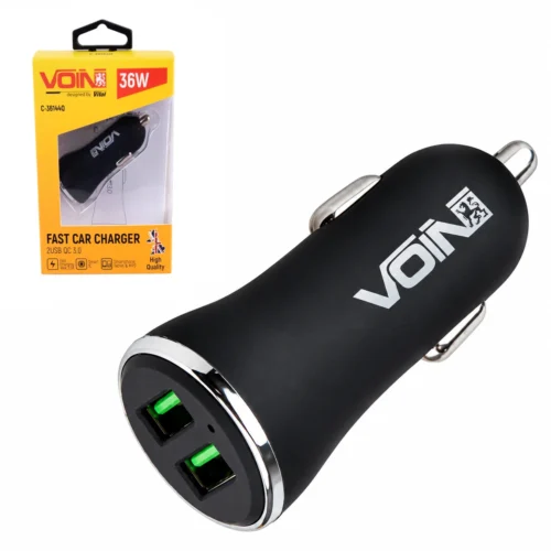 Автомобільний зарядний пристрій VOIN C-36144Q 36Вт 12/24В, 2xUSB QC3.0 — загальний вигляд