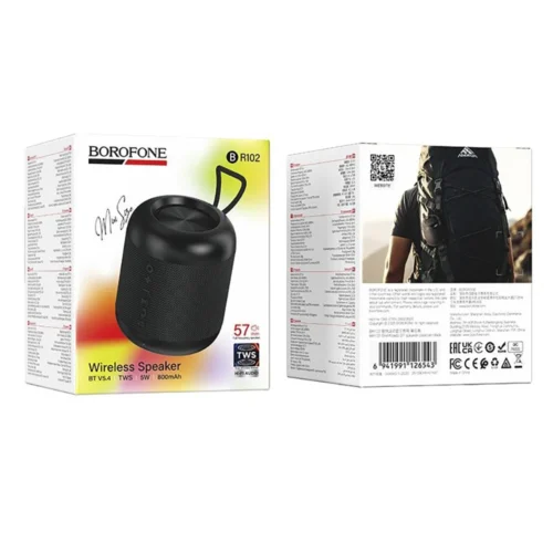 Bluetooth-колонка BOROFONE BR102BK 5 Вт Bluetooth 5.4 — коробка, характеристики та комплектація
