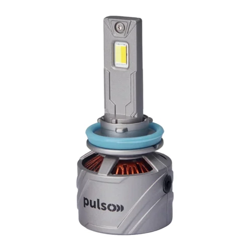 LED-лампа PULSO LC15-H11 H11 85 Вт — бічний вигляд корпусу, світлодіода та охолодження