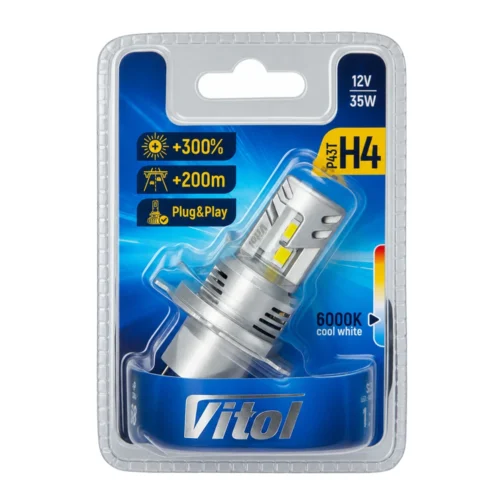 LED-лампа VITOL LV1-H4 CSP 3570 35W 3000Lm 6000K — оригінальна упаковка VITOL