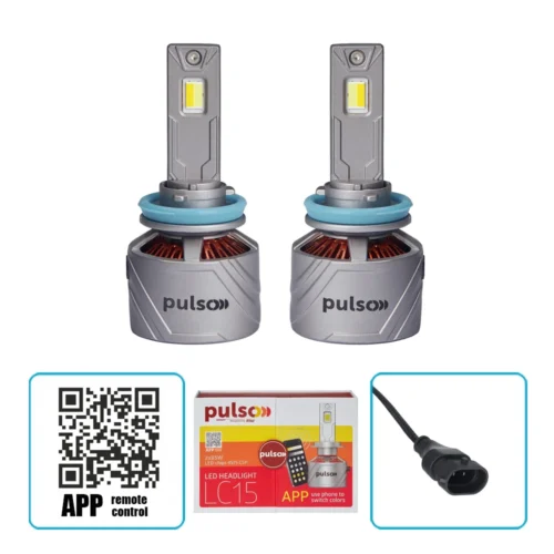 LED-лампи PULSO LC15-H11 H11 2×85 Вт, 17000 Лм Bluetooth APP — загальний вигляд і комплектація