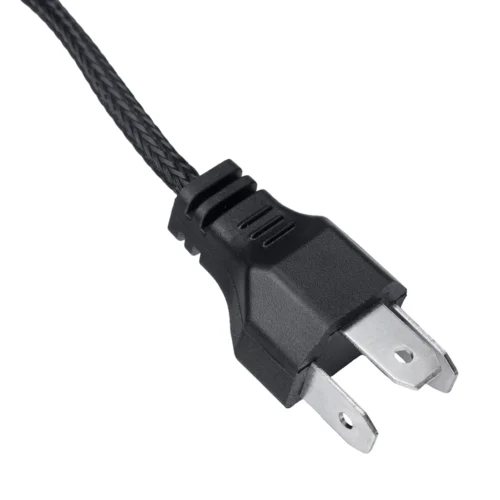 LED лампи PULSO LC15-H4 Bluetooth — крупний план двоконтактного штекера живлення з металевими контактами та захисним кабелем