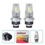 LED-лампи PULSO LR5-D2 D2S/D2R 12V 2×40W 7500Lm 6500K Canbus — комплект і різні ракурси