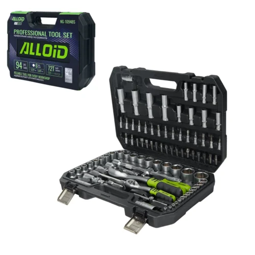 Набір інструменту Alloid Base NG-1094BS 1/2" та 1/4", 94 предмети — загальний вигляд у кейсі