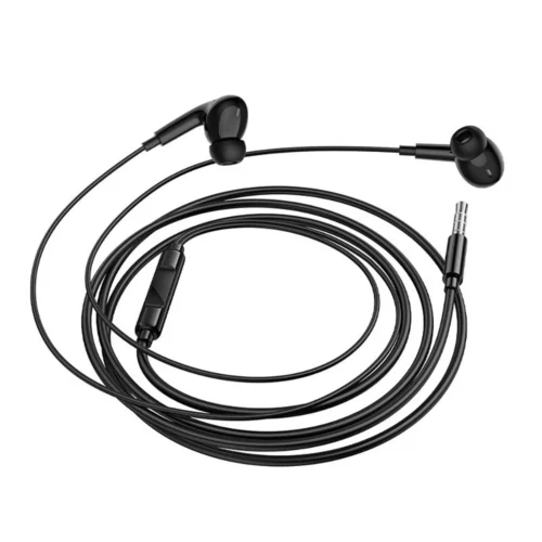 Навушники BOROFONE BM100 Pro 3,5 мм з мікрофоном — повний вигляд навушників, кабелю та штекера