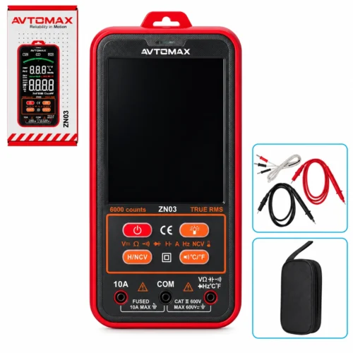 Цифровий мультиметр AVTOMAX ZN03 6000 counts True RMS CAT III 600V з щупами та чохлом