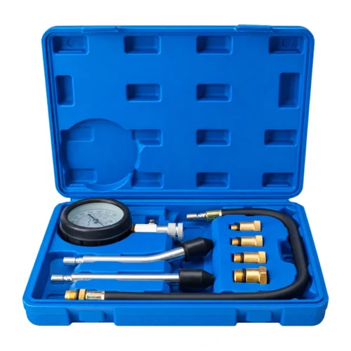 Компресометр Alloid KB-1015B 0–300 PSI для бензинових двигунів, 8 предметів у відкритому синьому кейсі