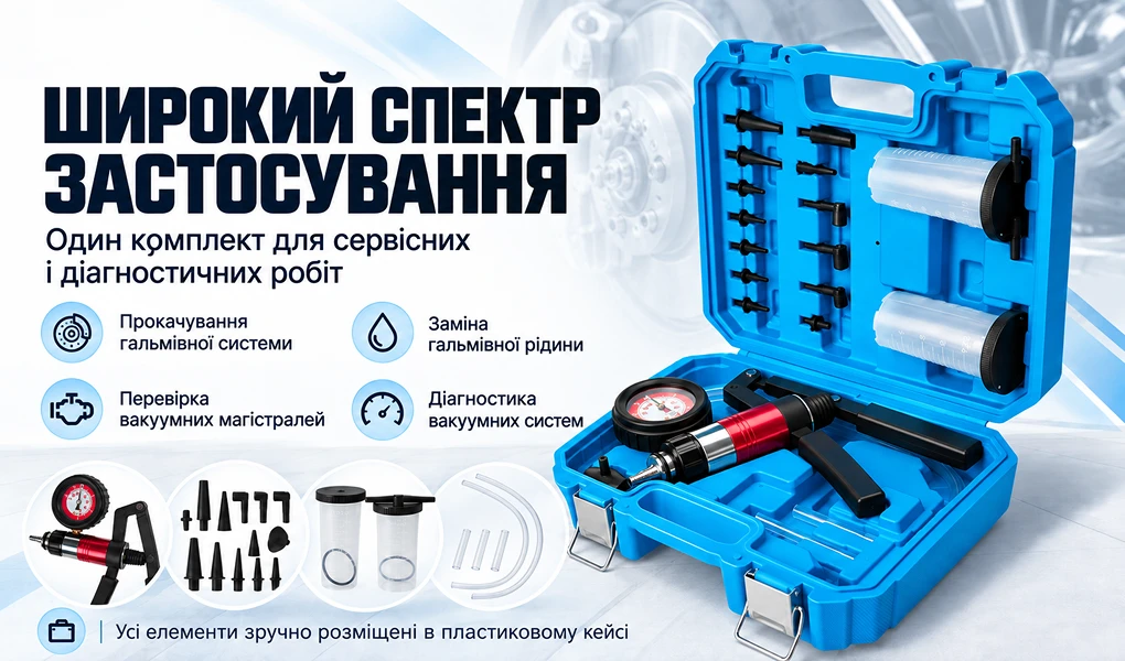Вакуумметр Alloid W-4030B для прокачування гальм, заміни гальмівної рідини та діагностики вакуумних систем