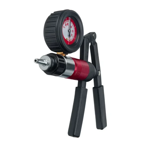Вакуумметр ручний Alloid W-4030B збоку — насос із манометром, металевим корпусом і чорними ручками