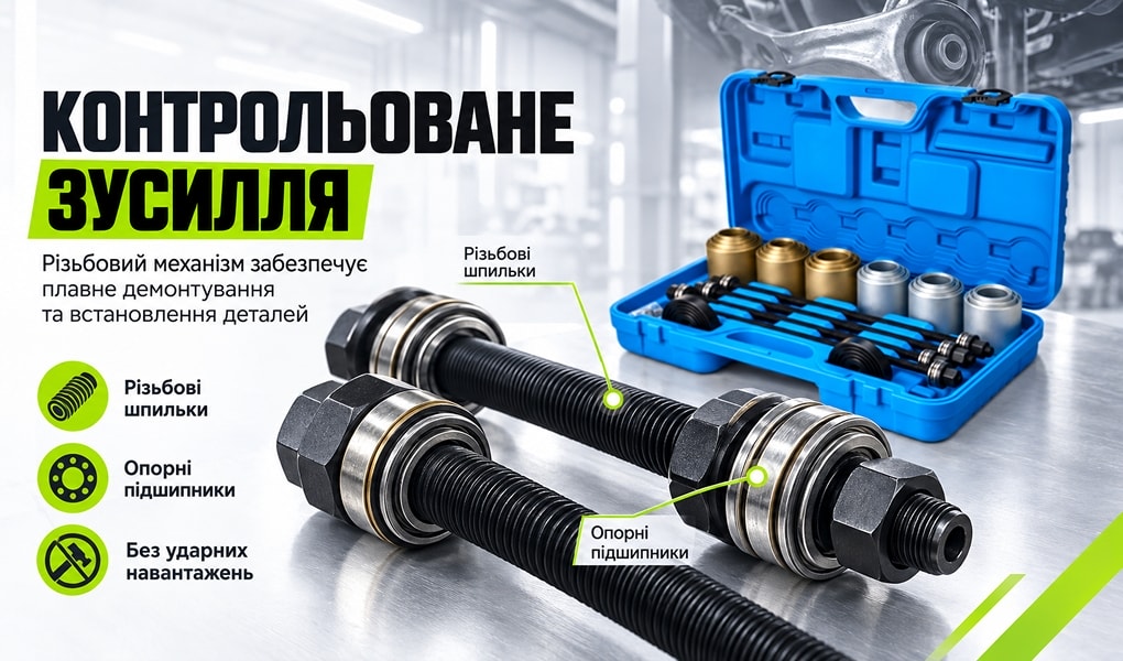 Різьбовий механізм знімача Alloid SO-4803B з опорними підшипниками для контрольованого демонтажу та встановлення деталей